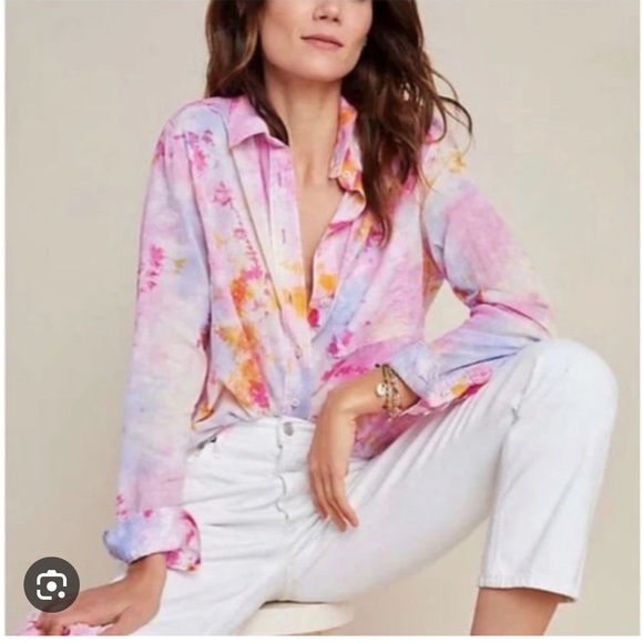Pilcro and the Letterpress Tops - Pilcro by Anthropologie Pink/Rose Tie Dye Shirt, NWT